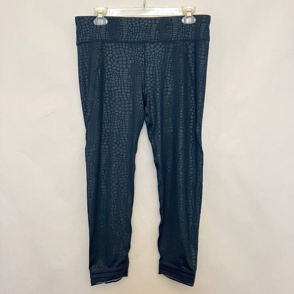 Sweaty Betty Womens Croc Print Embossed 7/8 Athletic Leggings XL Teal Blue NWT - Picture 4 of 13